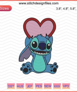 "Heart-themed stitch Valentine embroidery designs file, machine embroidery patterns for romantic crafting projects"