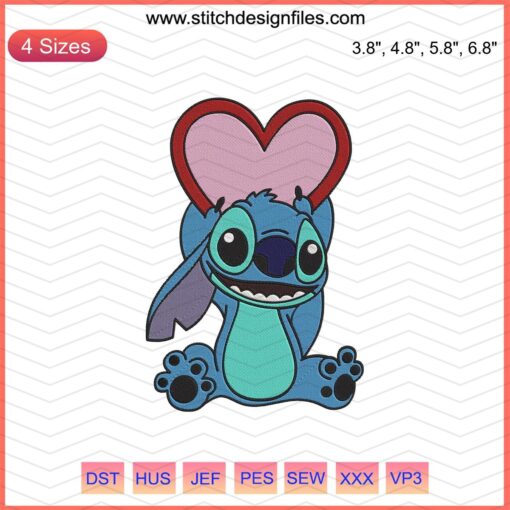 "Heart-themed stitch Valentine embroidery designs file, machine embroidery patterns for romantic crafting projects"