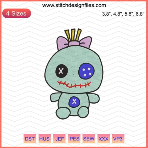 Lilo & Stitch Embroidery Designs File, Cute Trapos Machine Stitch Patterns, Disney-Inspired Embroidery.