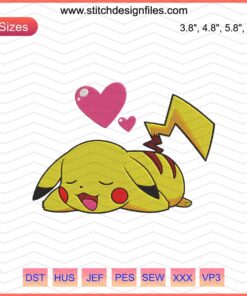 Pikachu Valentine Embroidery Designs File, Cute Tailored Stitch Machine Patterns, Pokemon Love Theme, Instant Download