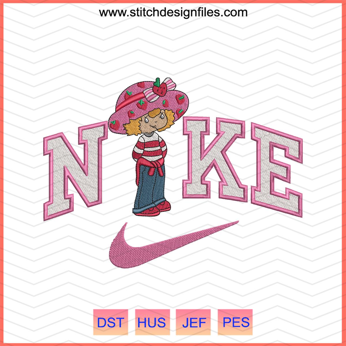 Nike Pink Strawberry Shortcake Embroidery Design - nike pink strawberry shortcake embroidery design