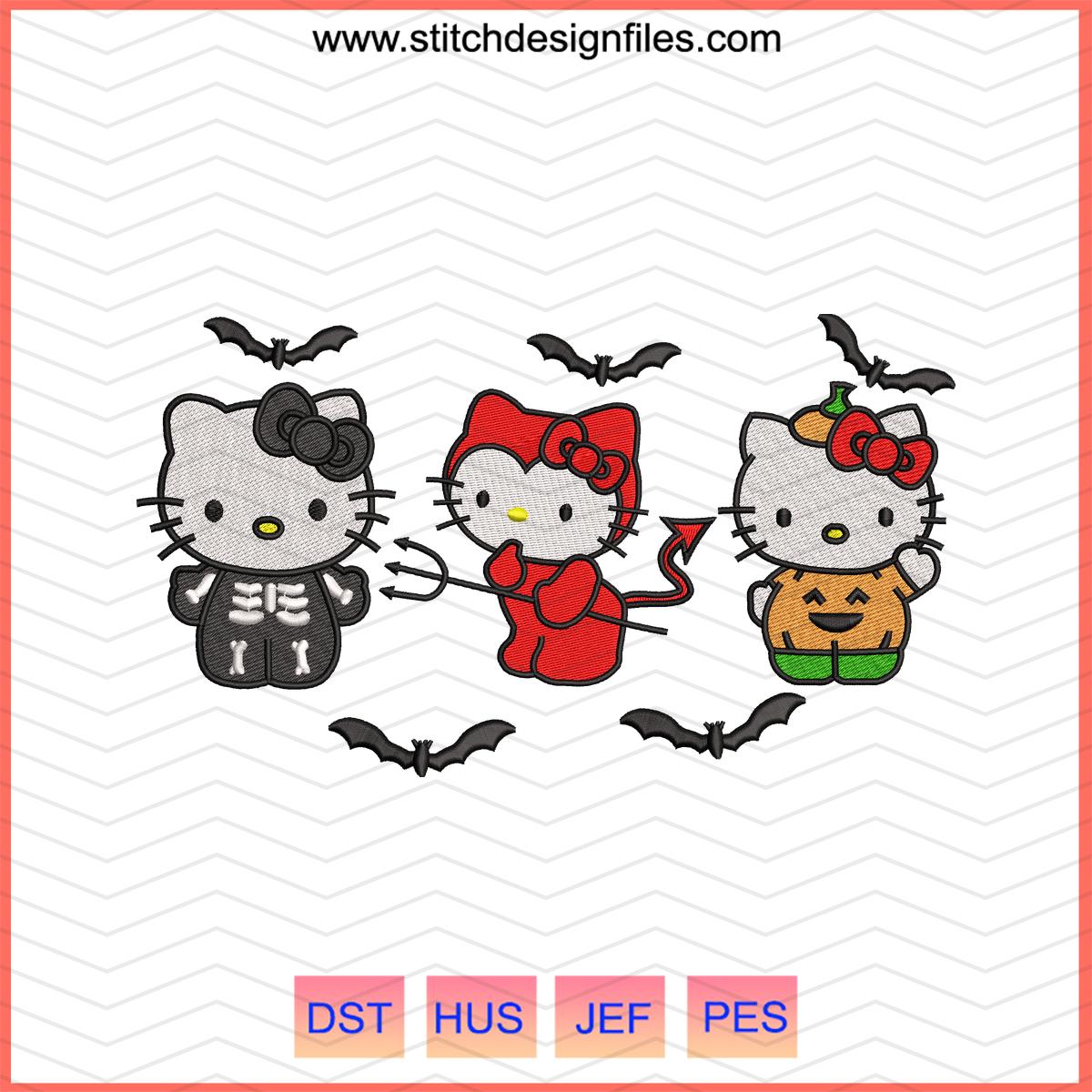 Halloween Hello Kitty Embroidery Design – DST PES JEF