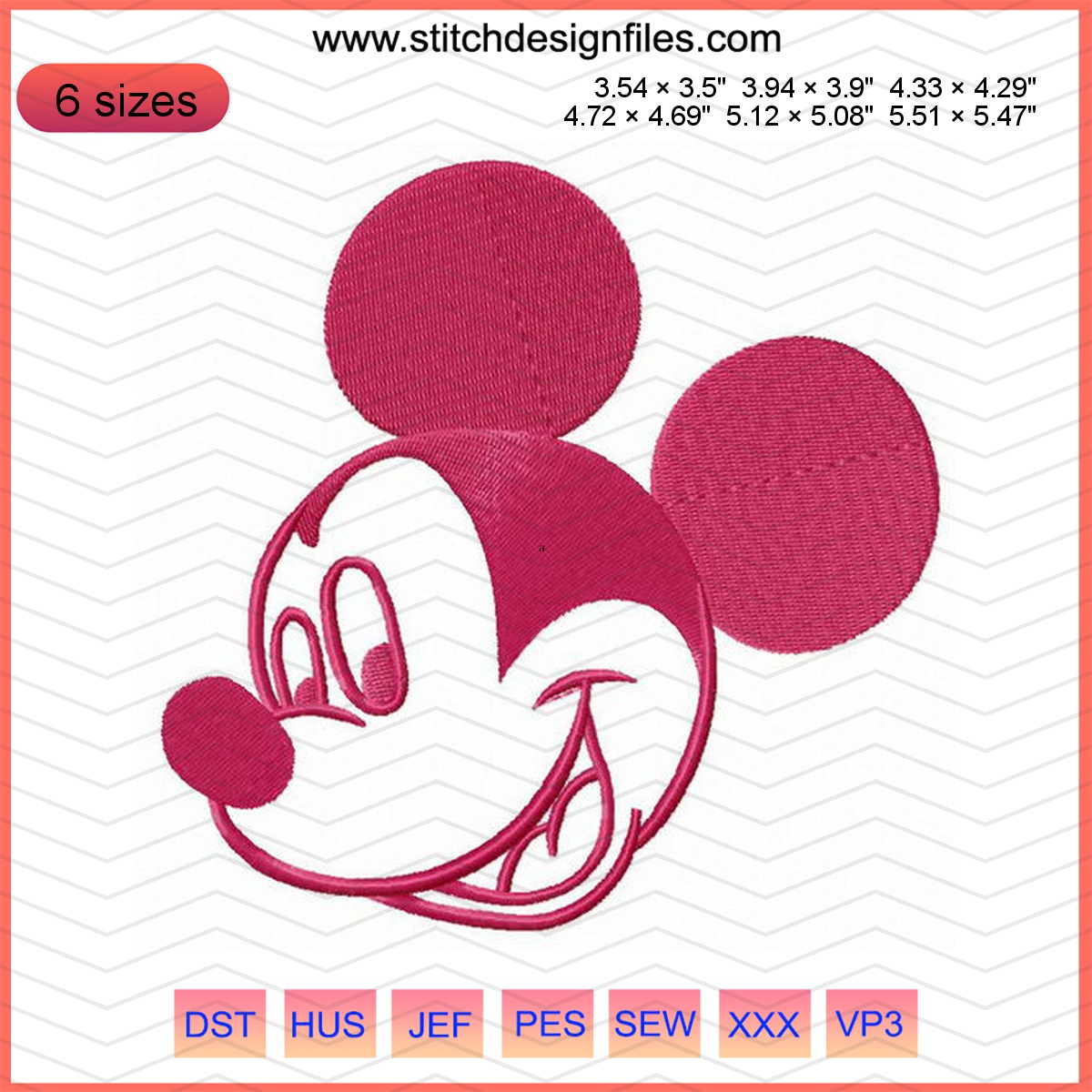 Mickey's Happiness embroidery design featuring joyful Mickey Mouse.