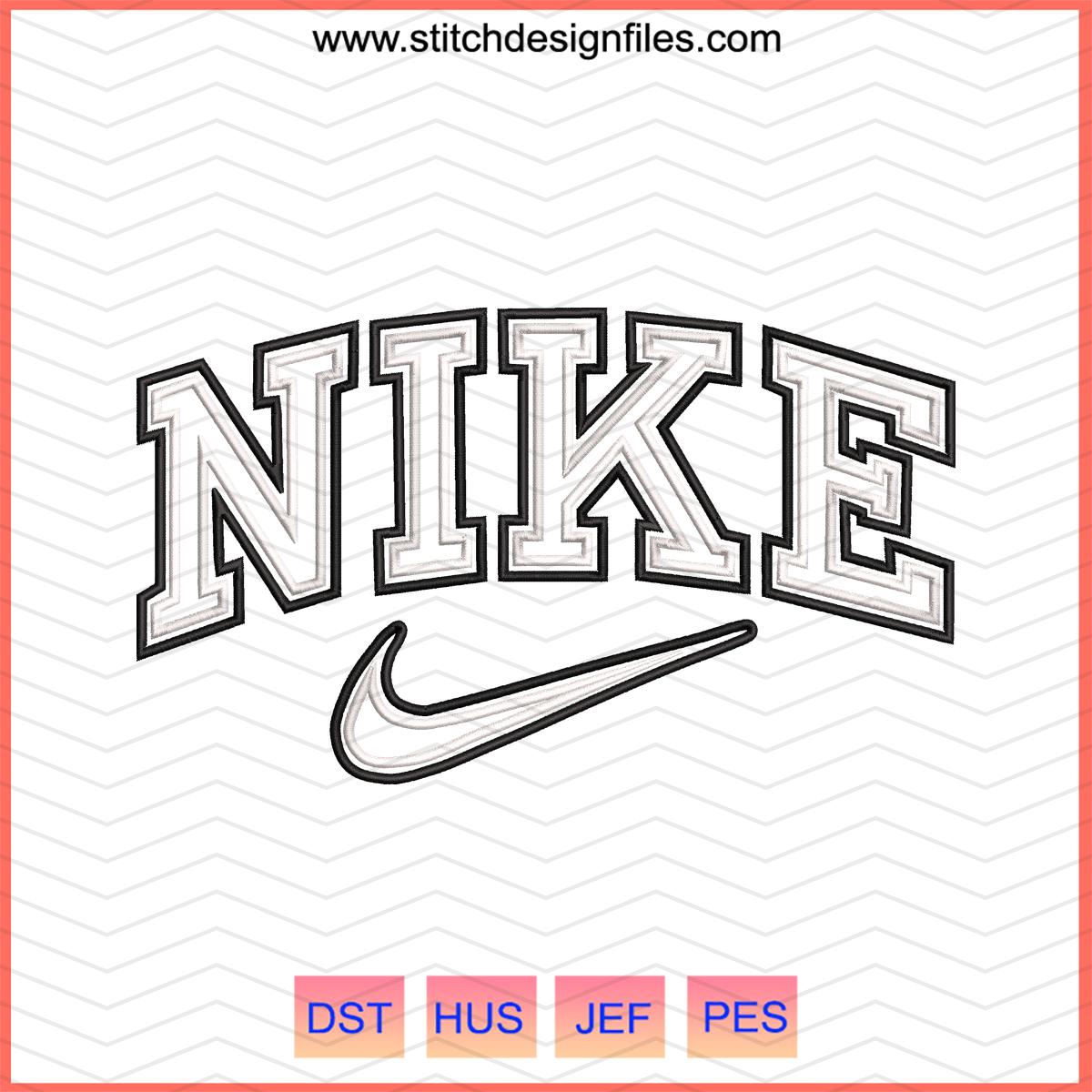 Nike Black and White Outline Embroidery Design