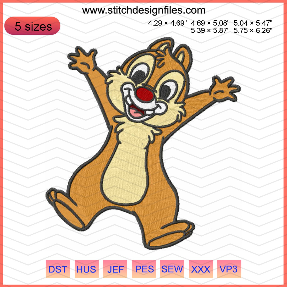 Happy Dale embroidery design featuring a cute hamster.