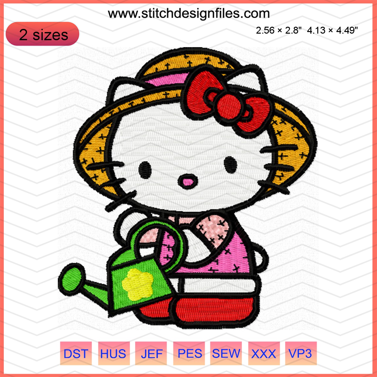 Hello Kitty Gardener 1 embroidery design in colorful details.