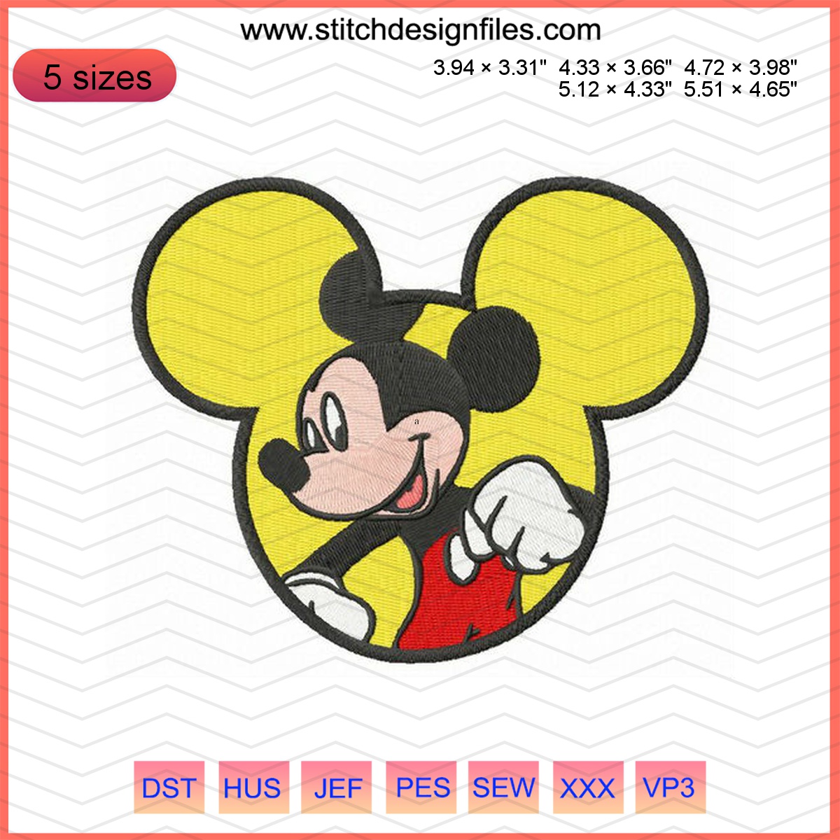 Splendid Mickey embroidery design featuring the iconic mouse silhouette.