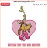 Adorable Max Dog pink heart embroidery design for Christmas, machine-file-ready, perfect for festive pet projects.