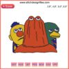 Don't Hug Me I'm Scared Embroidery: Vibrant machine design featuring Duck, Red Guy, Yellow Guy from popular series.