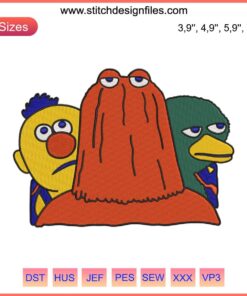Don't Hug Me I'm Scared Embroidery: Vibrant machine design featuring Duck, Red Guy, Yellow Guy from popular series.