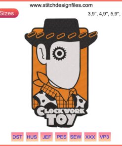 Clockwork Orange Toy Embroidery Design from Toy Story Movie | Machine Embroidery Pattern for Children's Crafts & Decorations