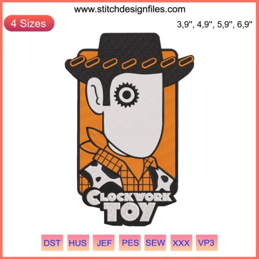 Clockwork Orange Toy Embroidery Design from Toy Story Movie | Machine Embroidery Pattern for Children's Crafts & Decorations