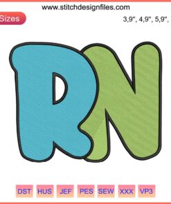 RN Embroidery Design: Stethoscope, Nurse Cap, Heartbeat Line - Ideal for Nursing Students, Gifts, Machine Embroidery Projects.