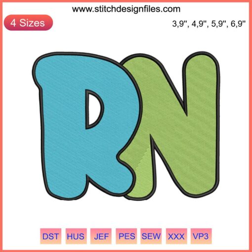 RN Embroidery Design: Stethoscope, Nurse Cap, Heartbeat Line - Ideal for Nursing Students, Gifts, Machine Embroidery Projects.