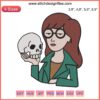 Daria Skull Holder Embroidery Design for Sick Sad World, featuring intricate machine embroidery of Daria's iconic skull motif.