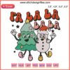Retro Groovy Snowman Embroidery: Fa La La Christmas Tree Design with Vintage Holiday Flair