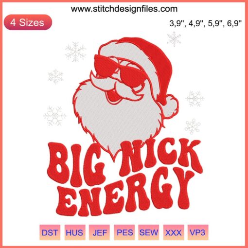 Naughty Santa Claus Embroidery Design - Big Nick Energy | Festive Christmas Humor | Playful Holiday Wear