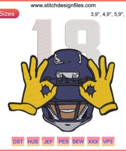 Justin Jefferson Griddy NFL Embroidery Design File, featuring dynamic American Football elements, ideal for fans and crafters.