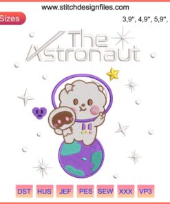 K-Pop Jin BTS Wootteo Embroidery Design | Adorable Astronaut Jin Wootteo Machine Pattern for Stitching Fans