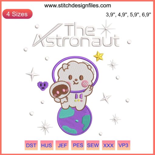 K-Pop Jin BTS Wootteo Embroidery Design | Adorable Astronaut Jin Wootteo Machine Pattern for Stitching Fans