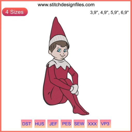 Christmas Elf Embroidery Design | Cute Elf On The Shelf | Machine Embroidery File | Festive DIY Craft Pattern