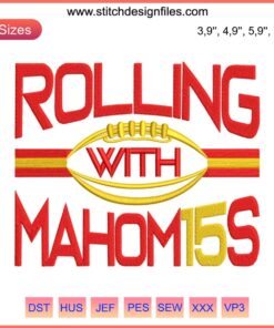 "Vintage KC Chiefs Football Design: Mahomes 15 Embroidery—Stylish Machine Crafting Tribute to Star QB Patrick Mahomes"