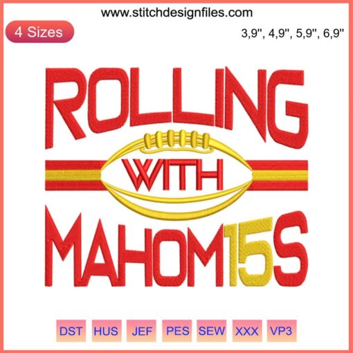 "Vintage KC Chiefs Football Design: Mahomes 15 Embroidery—Stylish Machine Crafting Tribute to Star QB Patrick Mahomes"