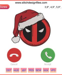 Santa Deadpool Ugly Christmas Embroidery Design, Marvel Superhero Decor, Red Suit, Holiday Humor, Digital File Download