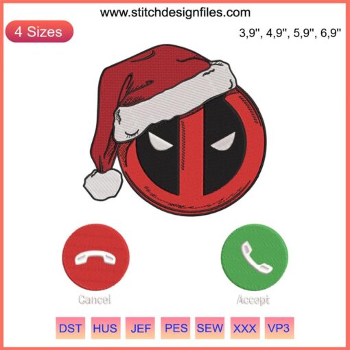 Santa Deadpool Ugly Christmas Embroidery Design, Marvel Superhero Decor, Red Suit, Holiday Humor, Digital File Download