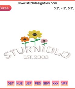 Flowers Sturniolo 2003 Logo Embroidery featuring Sturniolo Triplets' funny design with vibrant floral elements.