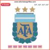 Argentina Football Team Logo Embroidery: Elegant crest with sun, stripes, and AFA initials on blue-white soccer badge.