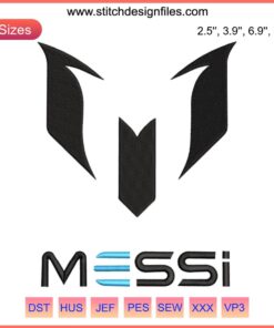 Messi Argentina Logo Embroidery: Lionel Messi Football Sports Design featuring Argentina's iconic crest and Messi's silhouette.