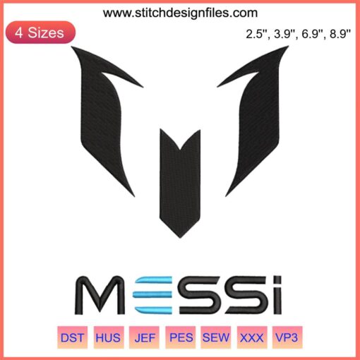Messi Argentina Logo Embroidery: Lionel Messi Football Sports Design featuring Argentina's iconic crest and Messi's silhouette.