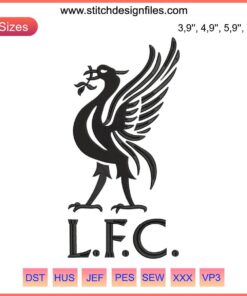 Liverpool FC Logo Embroidery Design | Football Sports Machine File | High-Quality Club Emblem Stitching Pattern