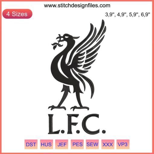 Liverpool FC Logo Embroidery Design | Football Sports Machine File | High-Quality Club Emblem Stitching Pattern