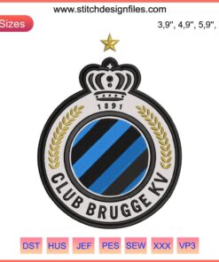 Club Brugge KV Logo Embroidery Design File | Football Sport Machine Embroidery Pattern | Club Brugge Emblem