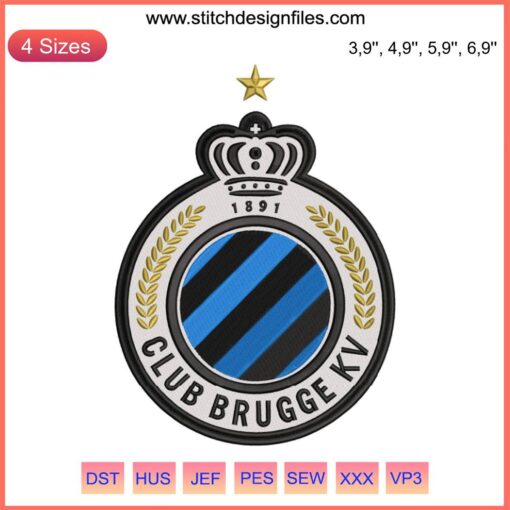 Club Brugge KV Logo Embroidery Design File | Football Sport Machine Embroidery Pattern | Club Brugge Emblem