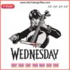 Embroidery design of Jenna Ortega as Wednesday Addams playing cello, 2022 trending movie-themed digital file.