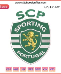 Sporting Lisbon logo embroidery design | Football machine embroidery file | Sporting club crest pattern