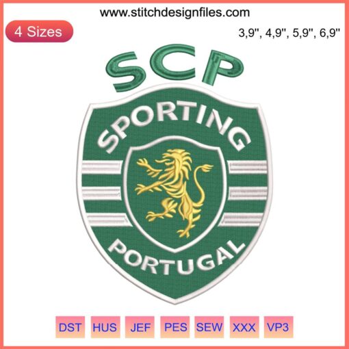 Sporting Lisbon logo embroidery design | Football machine embroidery file | Sporting club crest pattern