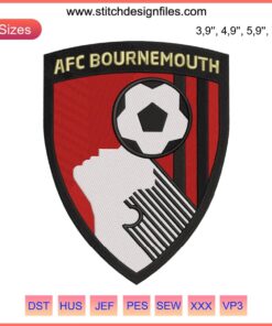 AFC Bournemouth Logo Embroidery Design File - Sharp, machine-embroidered football club logo pattern for sports enthusiasts.