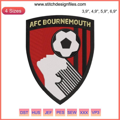 AFC Bournemouth Logo Embroidery Design File - Sharp, machine-embroidered football club logo pattern for sports enthusiasts.