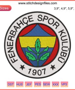 Fenerbahce Logo Embroidery Design | Football Club Crest Embroidery File | Machine Embroidery Sports Design