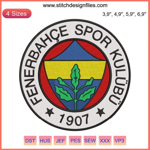 Fenerbahce Logo Embroidery Design | Football Club Crest Embroidery File | Machine Embroidery Sports Design