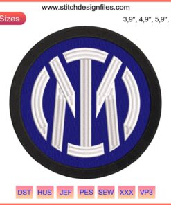 Inter Milan Logo Embroidery Design File, Football Sport Design, Digital Download, Inter Milan Crest, Soccer Team Emblem Stitching