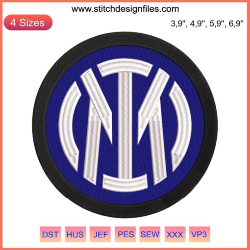 Inter Milan Logo Embroidery Design File, Football Sport Design, Digital Download, Inter Milan Crest, Soccer Team Emblem Stitching