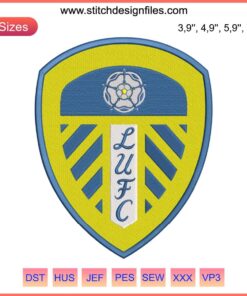 Leeds United FC Logo Embroidery Design File - Football Sport Emblem for Machine Stitching