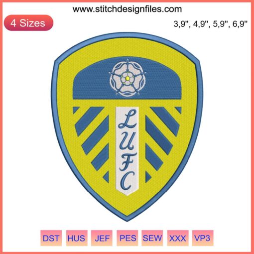 Leeds United FC Logo Embroidery Design File - Football Sport Emblem for Machine Stitching