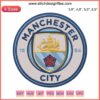 Manchester City logo embroidery design file, perfect for football fans and machine embroidery enthusiasts.