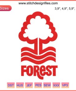 Nottingham Forest FC Logo Embroidery Design | Detailed Football Machine Embroidery Pattern for Sports Apparel